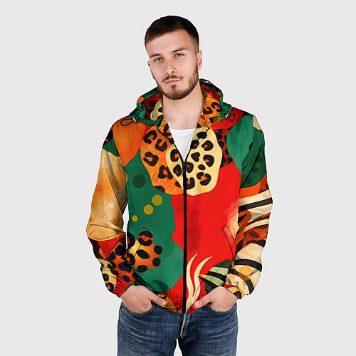 Мужская ветровка Анималистичный африканский паттерн / 3D-Черный – фото 3