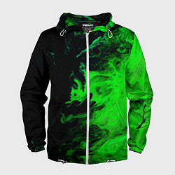 Ветровка с капюшоном мужская Color green black, цвет: 3D-белый