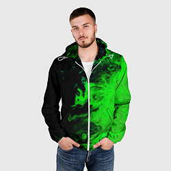 Ветровка с капюшоном мужская Color green black, цвет: 3D-белый — фото 2