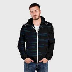 Ветровка с капюшоном мужская Color blue black strip, цвет: 3D-белый — фото 2