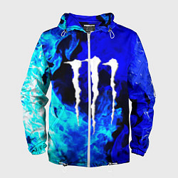 Ветровка с капюшоном мужская Monster energy синий дым, цвет: 3D-белый