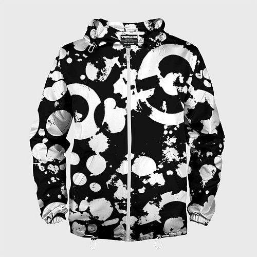 Мужская ветровка Модная чб абстракция - нейроарт / 3D-Белый – фото 1