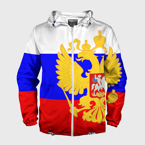 Мужская ветровка Герб с Флагом России / 3D-Белый – фото 1