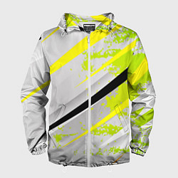 Ветровка с капюшоном мужская Color white light green, цвет: 3D-белый