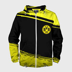 Ветровка с капюшоном мужская Borussia жёлтые полосы, цвет: 3D-белый