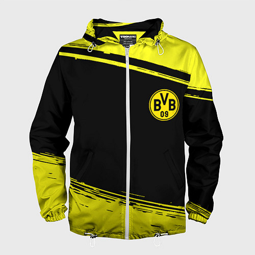 Мужская ветровка Borussia жёлтые полосы / 3D-Белый – фото 1