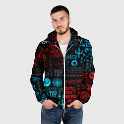 Ветровка с капюшоном мужская Twenty one pilots rock pattern, цвет: 3D-белый — фото 2