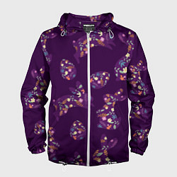 Ветровка с капюшоном мужская Кролики и яйца, цвет: 3D-белый