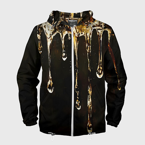 Мужская ветровка Мед на коричневой текстуре / 3D-Белый – фото 1