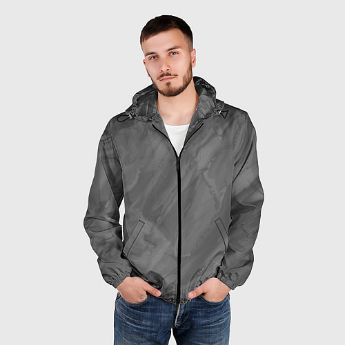 Мужская ветровка Серая текстура каменная мрамор / 3D-Черный – фото 3