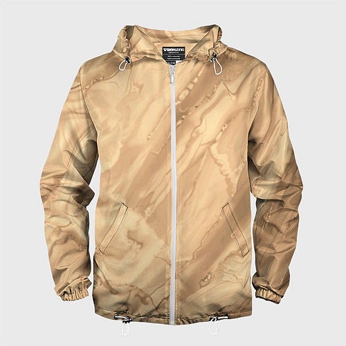 Мужская ветровка Бежевая текстура каменная мрамор / 3D-Белый – фото 1