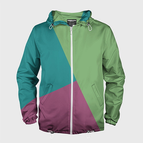 Мужская ветровка Сине-зелёно-розовый тёмный трёхцветный / 3D-Белый – фото 1