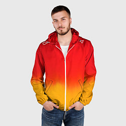 Ветровка с капюшоном мужская Абстракция с красным и желтым, цвет: 3D-белый — фото 2