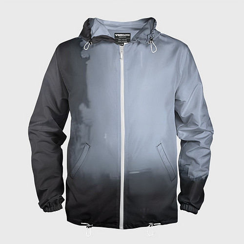 Мужская ветровка Абстракция с серым и черным / 3D-Белый – фото 1