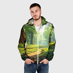 Ветровка с капюшоном мужская Fabulous forest, цвет: 3D-белый — фото 2