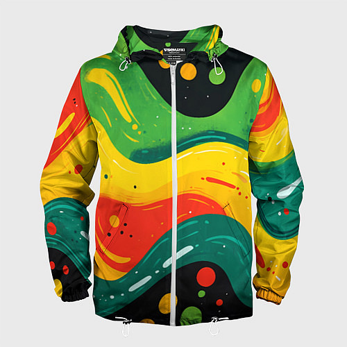 Мужская ветровка Желто-зеленая краска текстура / 3D-Белый – фото 1