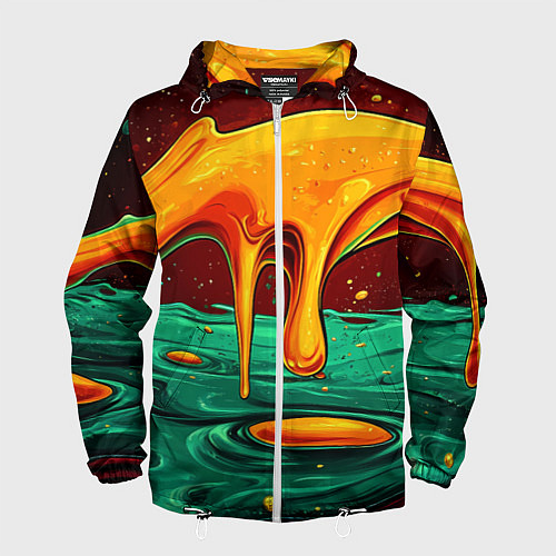 Мужская ветровка Оранжевая клякса текстура / 3D-Белый – фото 1