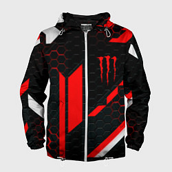 Ветровка с капюшоном мужская Monster energy sport geometry, цвет: 3D-белый