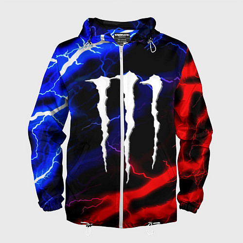 Мужская ветровка Monster energy молнии неон / 3D-Белый – фото 1