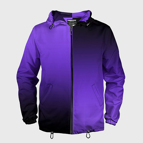 Мужская ветровка Чёрно-сиреневый градиент пополам / 3D-Черный – фото 1