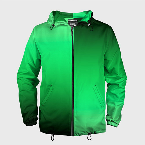 Мужская ветровка Чёрно-зелёный градиент пополам / 3D-Черный – фото 1