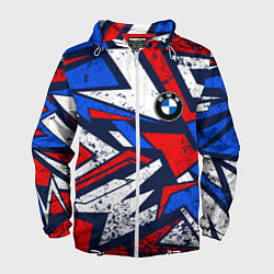 Ветровка с капюшоном мужская BMW - m colors, цвет: 3D-белый