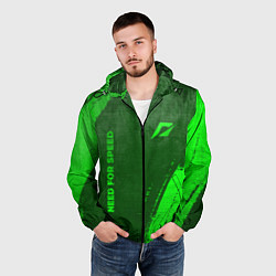 Ветровка с капюшоном мужская Need for Speed - green gradient вертикально, цвет: 3D-черный — фото 2