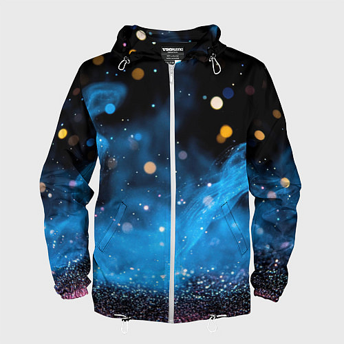 Мужская ветровка Синяя текстура бокке / 3D-Белый – фото 1