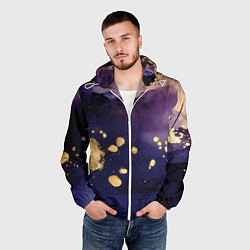 Ветровка с капюшоном мужская Золотая краска на текстуре, цвет: 3D-белый — фото 2