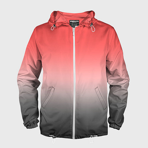 Мужская ветровка Бледный красно-серый градиент / 3D-Белый – фото 1