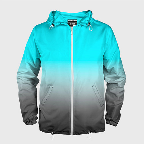 Мужская ветровка Серо-голубой светлый градиент / 3D-Белый – фото 1
