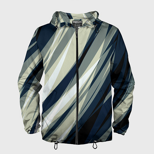 Мужская ветровка Синий с оливковым диагональные полосы / 3D-Черный – фото 1
