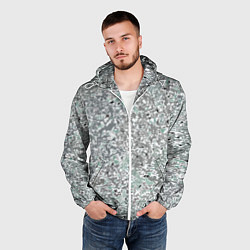 Ветровка с капюшоном мужская Перламутровый серо-голубой паттерн, цвет: 3D-белый — фото 2