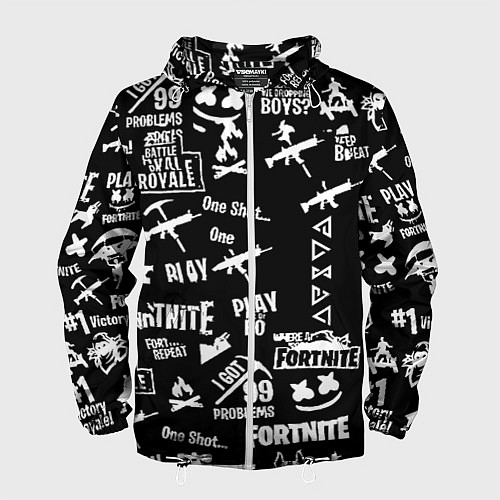 Мужская ветровка Черно белые логотипы игр / 3D-Белый – фото 1