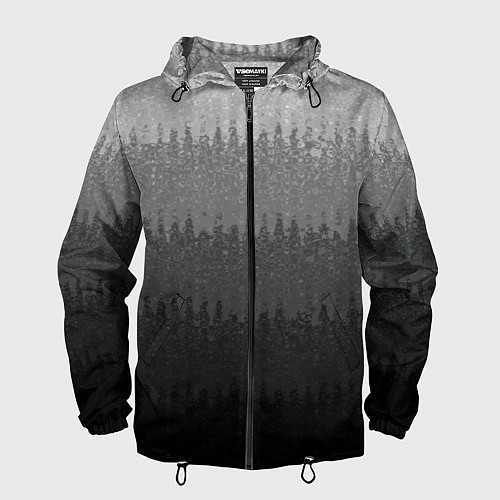 Мужская ветровка Градиент полосами тёмно-серый графитовый / 3D-Черный – фото 1