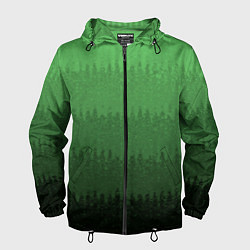 Ветровка с капюшоном мужская Зеленый градиент текстурные полосы, цвет: 3D-черный