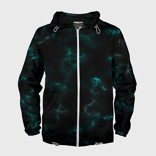 Мужская ветровка Color black turquoise / 3D-Белый – фото 1