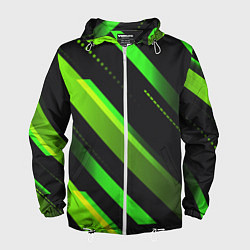 Ветровка с капюшоном мужская Color black green, цвет: 3D-белый