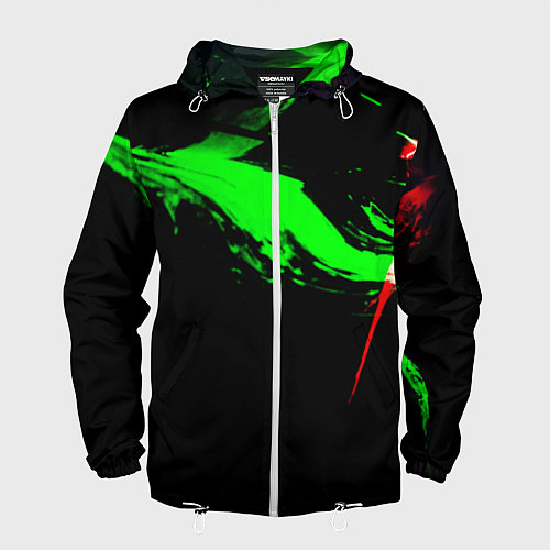 Мужская ветровка Color black green red / 3D-Белый – фото 1