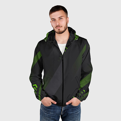 Мужская ветровка Color black green / 3D-Черный – фото 3
