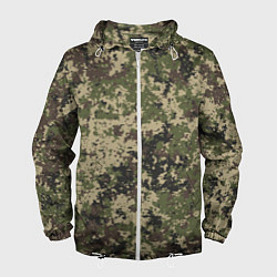 Ветровка с капюшоном мужская Камуфляж защитный пиксельный, цвет: 3D-белый
