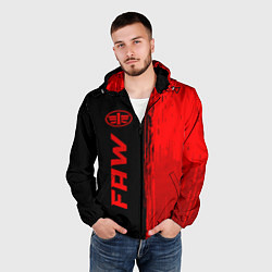 Ветровка с капюшоном мужская FAW - red gradient по-вертикали, цвет: 3D-черный — фото 2