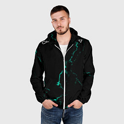 Ветровка с капюшоном мужская Color black turquoise, цвет: 3D-белый — фото 2