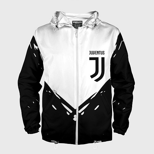 Мужская ветровка Juventus geometry black / 3D-Белый – фото 1