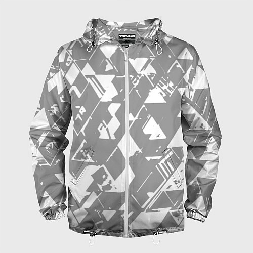 Мужская ветровка Светлый серый геометричный паттерн / 3D-Белый – фото 1