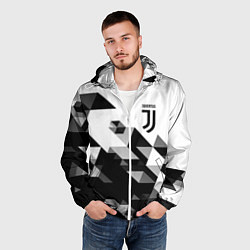 Ветровка с капюшоном мужская Juventus geometry black, цвет: 3D-белый — фото 2