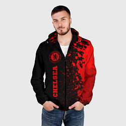 Ветровка с капюшоном мужская Chelsea - red gradient по-вертикали, цвет: 3D-черный — фото 2