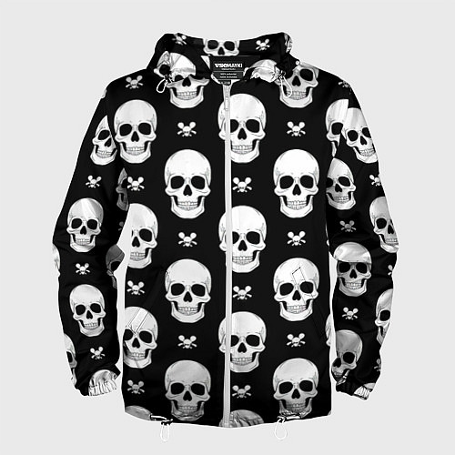 Мужская ветровка Черепной фон / 3D-Белый – фото 1
