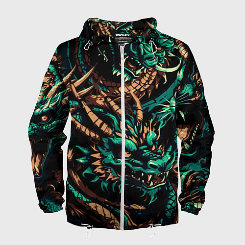 Мужская ветровка Японские драконы ирезуми / 3D-Белый – фото 1