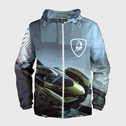 Ветровка с капюшоном мужская Lamborghini - motorsport extreme, цвет: 3D-белый